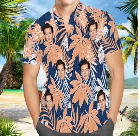 Harry Hawaiian Shirt Blue Leaves Hawaiian shirt. aloha- Dad gift shirt, Beach Vacation Shirt, Pool Outfit, GIft For Him Her