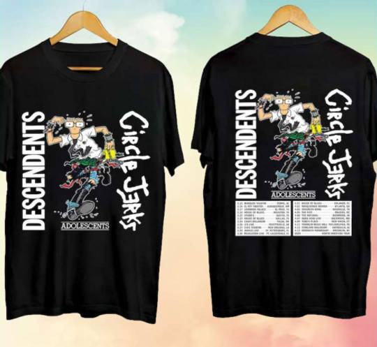 Descendents Circle Jerks Tour 2024 Concert Dates T-Shirt, Cotton Short Sleeve Tee, Streetwear