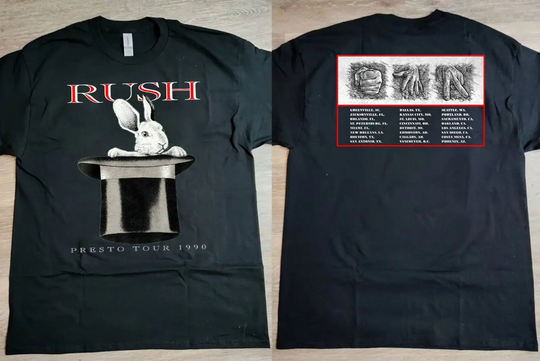 1990 Rush Rabit Presto North America Tour T-Shirt, Rush Band T-Shirt