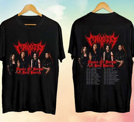 Crypta Shades Of Sorrow Over North America Tour 2024 Concert Dates T-Shirt, Cotton Short Sleeve Tee, Streetwear