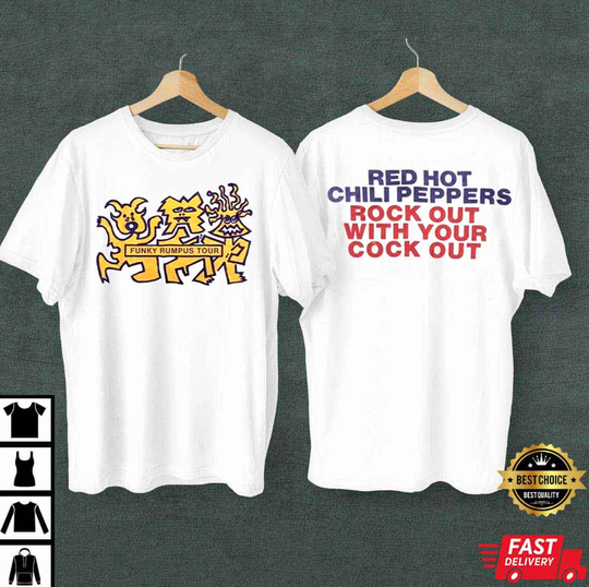 1988 Red Hot Chili Peppers Funky Rumpus Tour T-Shirt, Cotton Short Sleeve Tee, Streetwear