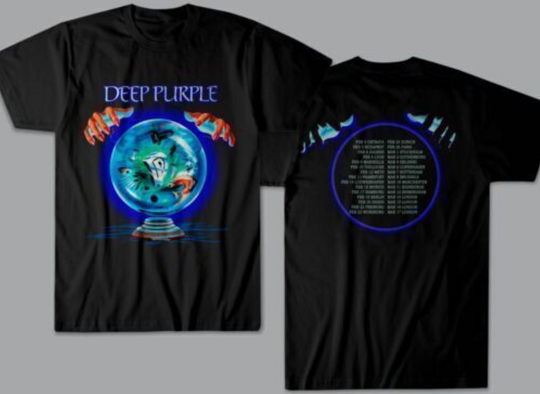 Deep Purple Slaves And Masters Tour 90S T-Shirt, Cotton Short Sleeve Tee, Streetwear
