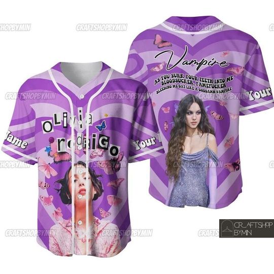 Personalized Olivia Rodrigo Baseball Jersey, GUTS World Tour 2024 Shirt, Olivia Rodrigo Shirt, Olivia Rodrigo Fan Gifts, Gift For Her