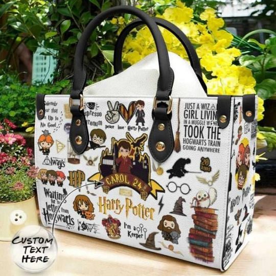 Personalized Harry Potter Chibi Waiting My Letter From Hogwarts HP House Handbag, Shoulder Bag Fashion Gift for Her, Cartoon Tote Bag
