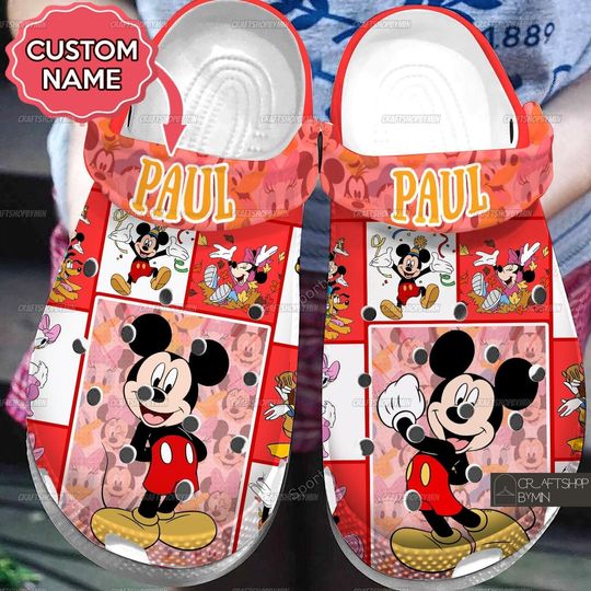 Custom Name Mickey Shoes, Mickey Sandals, Disney Mouse Shoes, Mickey Summer Shoes, Mens Sandals, Shoes For Women