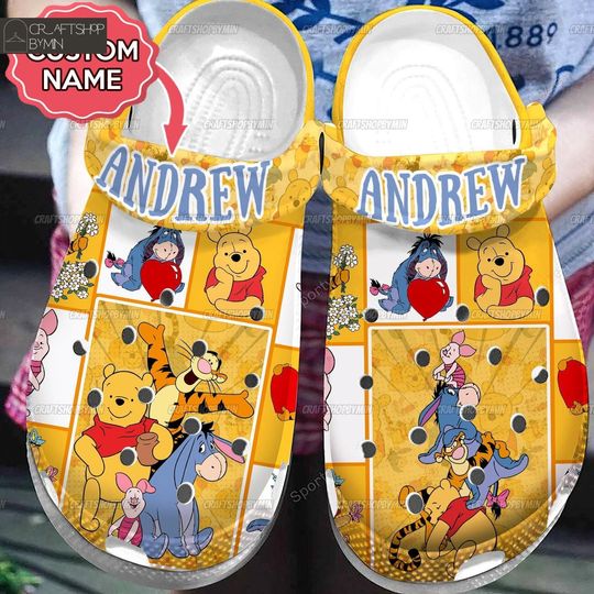 Custom Pooh Bear Shoes, Winnie The Pooh Shoes, Pooh Friends Sandals, Pooh Summer Shoes, Mens Sandals, Shoes For Women, Shoes For Men