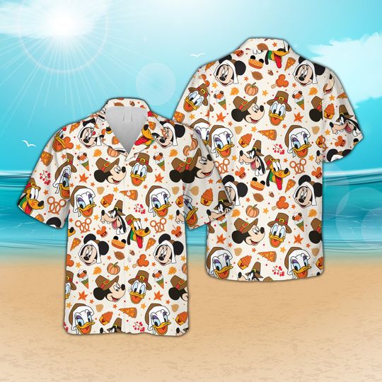 Ddisneyland Fall Vibes Hawaiian Shirt, Ddisney Mickey And Friends Vacation Matching Shirt, WDW Summer Beach Mickey Autumn Pumpkin Hawaii Shirt