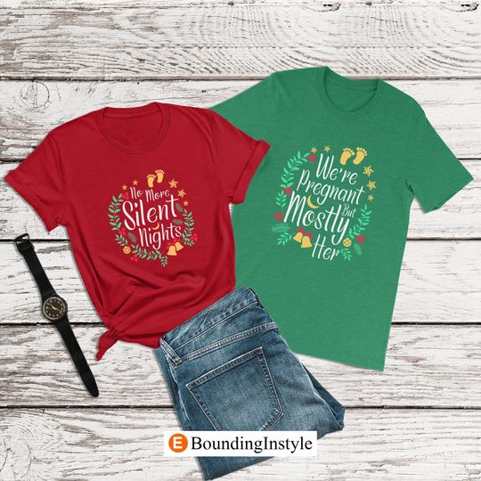 Disney Christmas Shirts, No More Silent Nights, Christmas Gifts for Mom, Pregnancy Announcement Shirt, Womens Disney Shirt, New Born Shirt