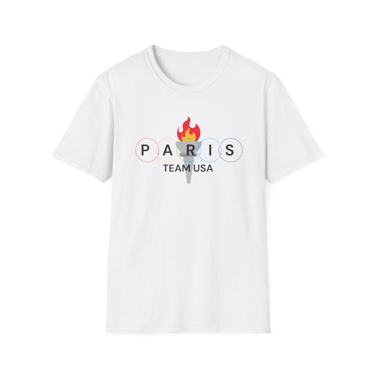 Paris Olympic Torch Team USA Casual Short Sleeve Cotton Shirts, Graphic Tshirt for men, women, Unisex, Trending Gifts