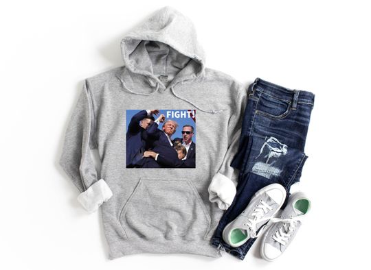 Fight Trump Sweatshirt, I Will Fight, I Stand With Trump, Make America Great Again, Butler Pennsylvania Speech, Never Surrender Bullet Proof