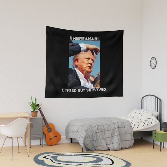 Shooter Trump Tapestry, Trump 2024, Political Tapestry, For Home and Living, US Election for Decoration