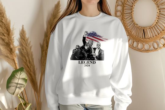 Donald Trump Legend Merch, Trump Attack Sweatshirt, Pennsylvania Rally Support Trump Top, USA Elections 2024 Trump Fight Jumper XS - 4XL
