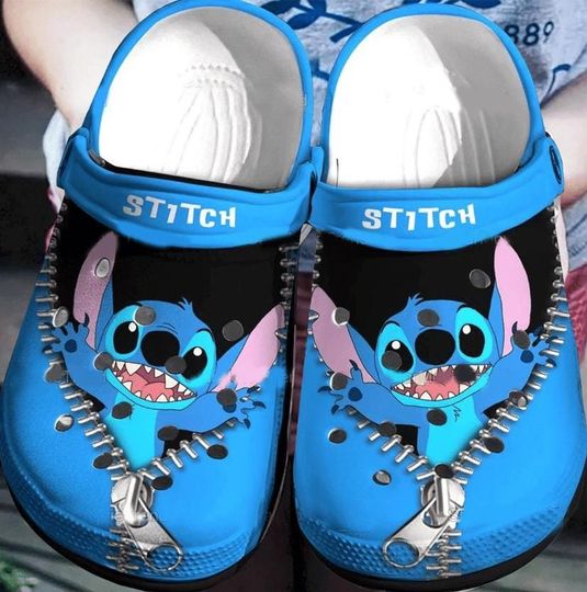 Disney Stitch Zip Clogs, Disney Clogs, Funny Footware, Gift for Fans, Funny Gift Ideas, Movie Merch, Movie Inspired Accessories