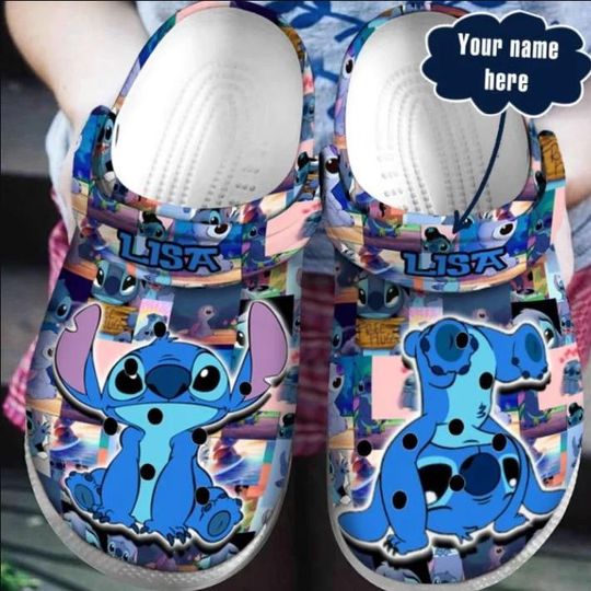 Personalized Disney Cute Stitch Clogs, Disney Clogs, Funny Footware, Gift for Fans, Funny Gift Ideas, Movie Merch, Movie Inspired Accessories