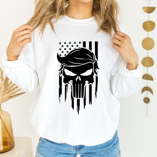 Trump Punisher Sweatshirt, Donald Trump 2024 Sweatshirt, Republican Apparel, Pro Trump Top, Republican Hoodie, Trump Flag Sweatshirt