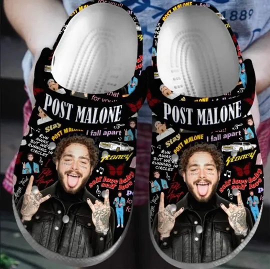 Post Malone Clogs Shoes, Posty Music Summer Clogs, Music Clogs, Fan Gifts, Funny Music Gift Idea