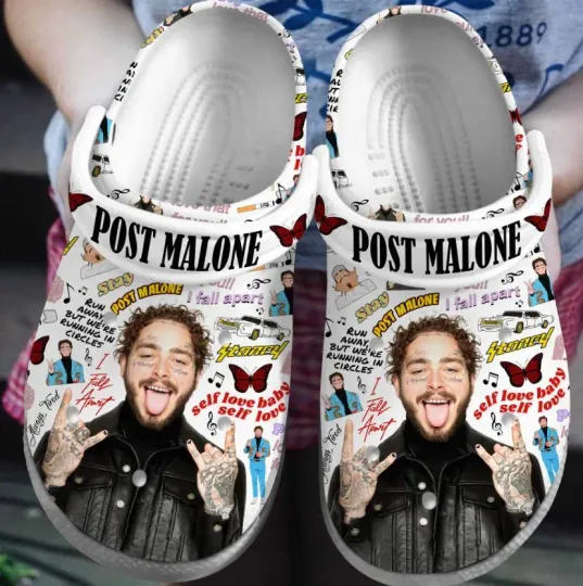 Post Malone Clogs Shoes, Posty Music Summer Clogs, Music Clogs, Fan Gifts, Funny Music Gift Idea