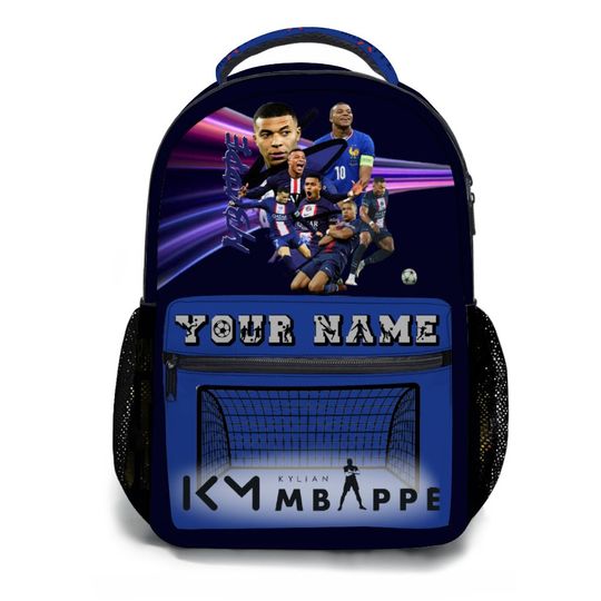 Personalized Kylian Mbappe Kids Football Backpack | Mbappe Fan Merchandise | Personalized Soccer Bag
