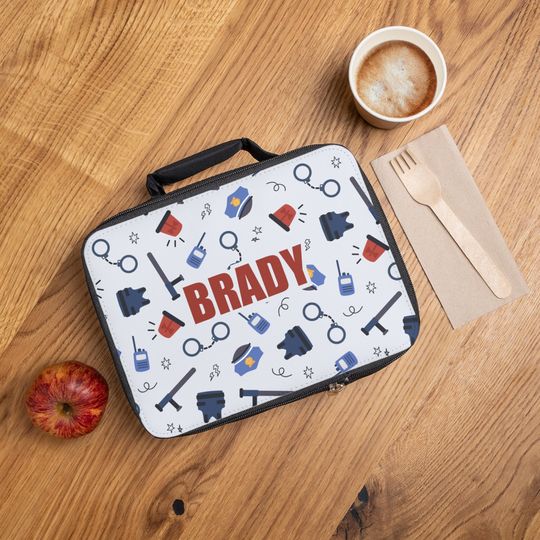 Police Lunchbox, Kids School Lunch Bag, Law Enforcement Bag for Lunch, Insulated Lunchbox Custom Name Lunchbox for Kids Back to School Gift