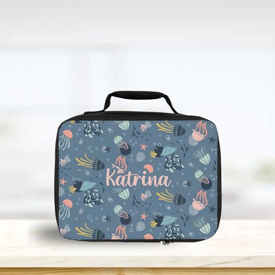 Jellyfish Lunchbox Personalized / Custom Lunch Box for Back to School / Insulated Lunch Bag with Custom Name / Beach Trip Snack Bag