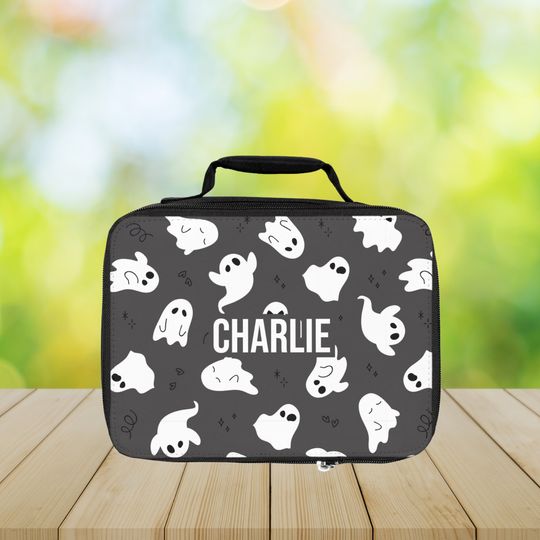 Personalizable Ghost Lunchbox, Kids School Lunch Bag, Insulated Lunchbox Custom Name Lunchbox Toddler, Daycare Lunchbox, Back to School Gift