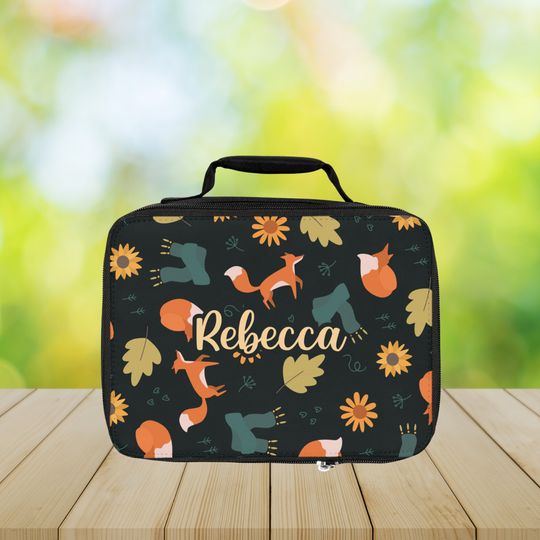 Personalizable Fox Lunchbox, Kids School Lunch Bag, Insulated Lunchbox Custom Name Lunchbox Toddler, Daycare Lunchbox, Back to School Gift