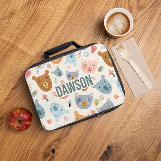 Personalizable Bears Lunchbox, Kids School Lunch Bag, Insulated Lunchbox Custom Name Lunchbox for Toddler, Daycare Lunchbox, Cute Bears Bag