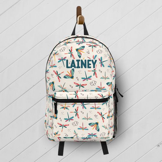 Dragonfly Little Kid Backpack with Custom Name, Personalized Kids Backpack, Kids Book Bag with Cute Bugs, Insect Backpack for Kids