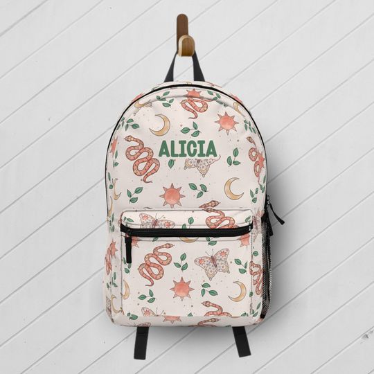 Kids Western Backpack with Custom Name / Personalized Girls Cowgirl Backpack / Snakes Book Bag for School / Kids Travel Bag Country Style