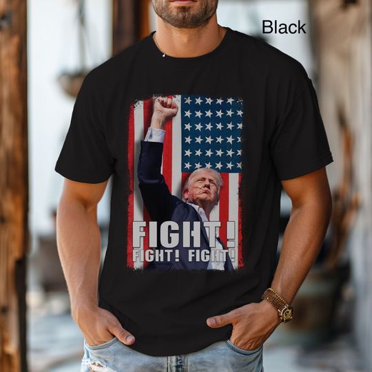 Comfort Colors Unisex Trump Fight Fight Fight Shirt Trump 2024 T-Shirt I Stand With Trump Tee Oversized Trump TShirt Plus Size Trump Top
