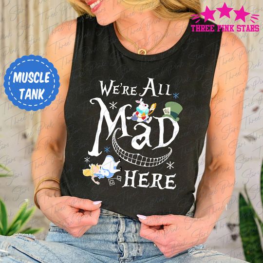 Alice in Wonderland Muscle Tank, Mad Hatter Tank Top, Alice Tea Party Tank Top