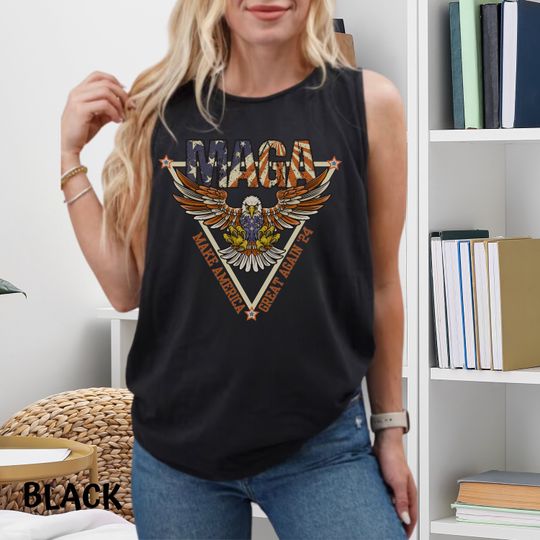 Vintage MAGA American Eagle Tank Top, Republican Tank Top, MAGA 2024 Tank, Trump Merch, Election 2024 Gift, Pro Trump Tanks, Vote Tank