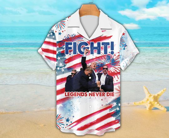 Trump 2024 Hawaiian Shirt, Trump Shooting Hawaii Shirt, Trump Fight Shirt, Election Shirt, Trump Assassination Shirt, Conservative Patriotic Gift