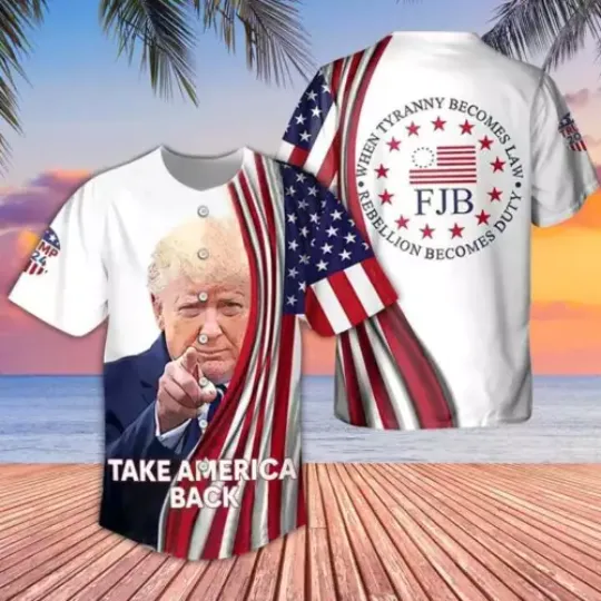 FJB Pro Trump 2024 Take America Back USA Flag Baseball Jersey Shirt