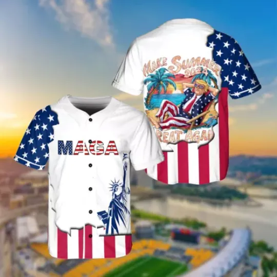Make Summer 2024 Great Again Trump Maga Baseball Jersey Shirt