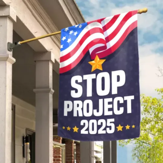 We Are With Biden Trump Stop Project 2025 Biden Lovers Gift Election House Flag, US Election 2024 Flag, Home and Living, For Decoration