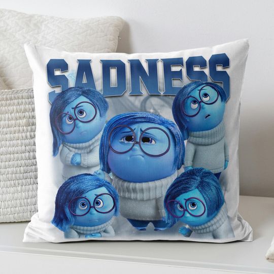 Inside Out Pillow Back to Back Print New Emotion Joy, Envy, Ennui, Sadness, Bingbong, Disgust, Fear, Anger
