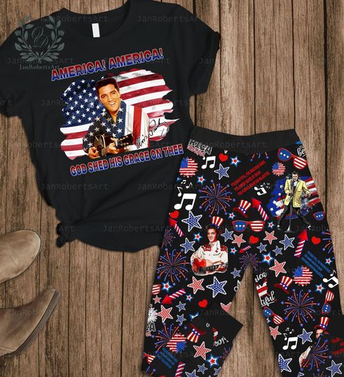 Elvis Pajamas Set, Elvis Womens Pajamas, Elvis Tour Pj Set, Elvis Presley Holiday Pajamas, Elvis Set Of Pajamas, Elvis Gift For Fan