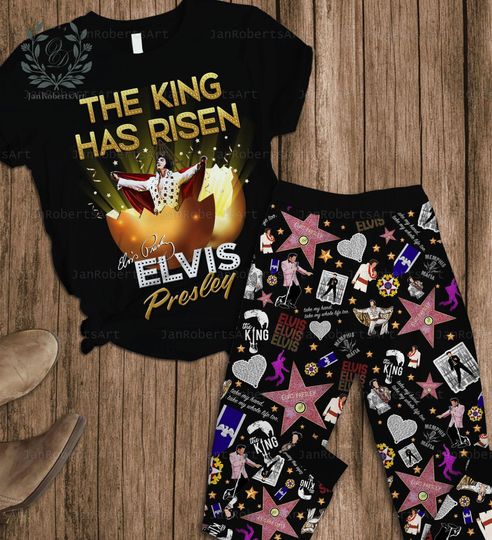 Elvis Presley Pajamas Set, Elvis Womens Pajamas, Elvis Presley Tshirt, Elvis Presley Pajamas Pant, Elvis Holiday Pajamas, Elvis Merch