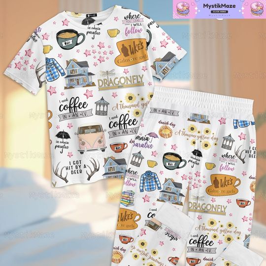 Gilmore Girls Pajamas Set, Gilmore Girls Womens Pajamas, Gilmore Girls Set Of Pajamas, Gilmore Girls Midnight Shirt, Gilmore Girls Pjs
