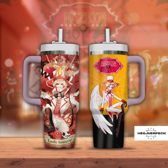 Hazbin Hotel Morningstar Tumbler, Hazbin Hotel Tumbler With Straw And Handle, Morningstar Tumbler 40oz, Hazbin Hotel Fan Gift