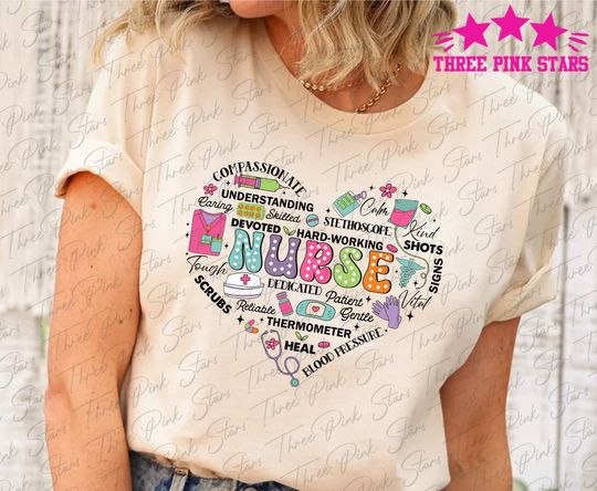 Nurse Hear Shirt, Nurse Appreciation Gift Shirt, RN T-Shirt, Nursing Student Tee E5224