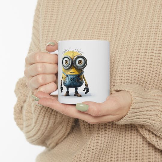 Minion Coffee Mug, Minion Lover's Cup, Yellow Minion Design, Minion-themed Drinkware, Unique Animated Mug