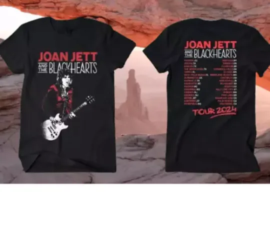 Joan Jett and The Blackhearts Tour 2024 Double Sided Shirt, Music Tour Shirt, Music Merch for Fans, Gift for Fans, Music Short Sleeved Shirt