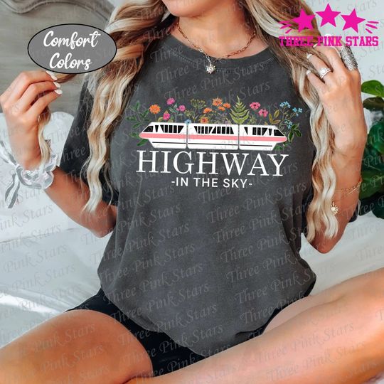 Floral Monorail Comfort Colors Shirt, Highway In The Sky Shirt, Magical Trip, Magic Kingdom Tee E5142