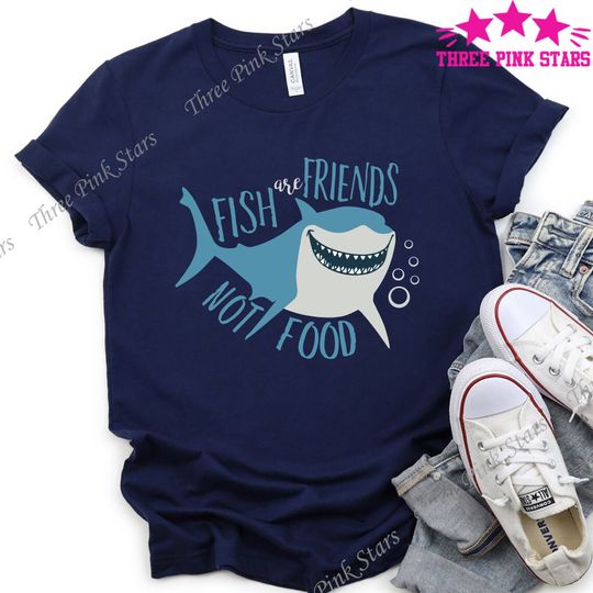 Finding Nemo Shirt - Bruce Shark T-shirt - Fish Are Friends Not Food E4271