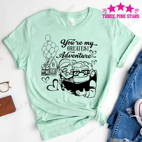 Carl and Ellie Shirt, Pixar Up T-shirt, Up Couple Tshirt, Honeymoon Tee E3765