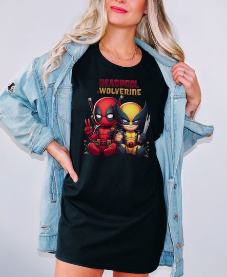 Marvel Deadpool And Wolverine Graphic Shirt, Cute Marvel Shirt, Vintage Deadpool Shirt, Avengers Superhero Shirt, Funny Marvel X-Men Shirt