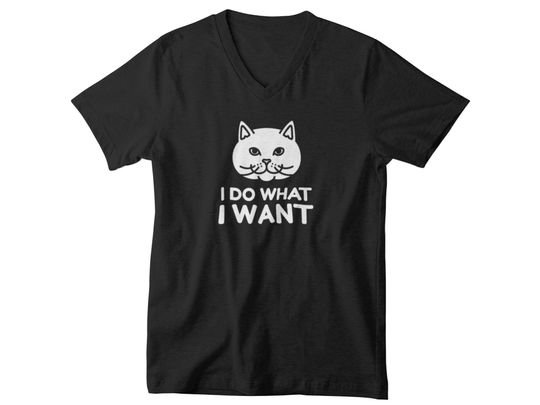 V-neck Mens - I Do What I Want T Shirt, Cat Lover Shirt, Cat Lover Tshirt, Cat Shirt, Gift for Cat Lover, Meow Shirt, Funny Cat Shirt, Meow