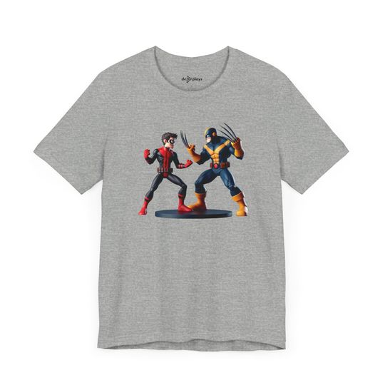 AI Young Deadpool and Xmen Wolverine Unisex short sleeves heavy cotton shirt multiple colors full sizes S-5XL shirt